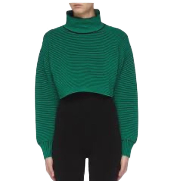 Nagnata Tropic Green + Black Turtleneck Sweater - Organic Cotton Rib Knit - S/M - Picture 8 of 8